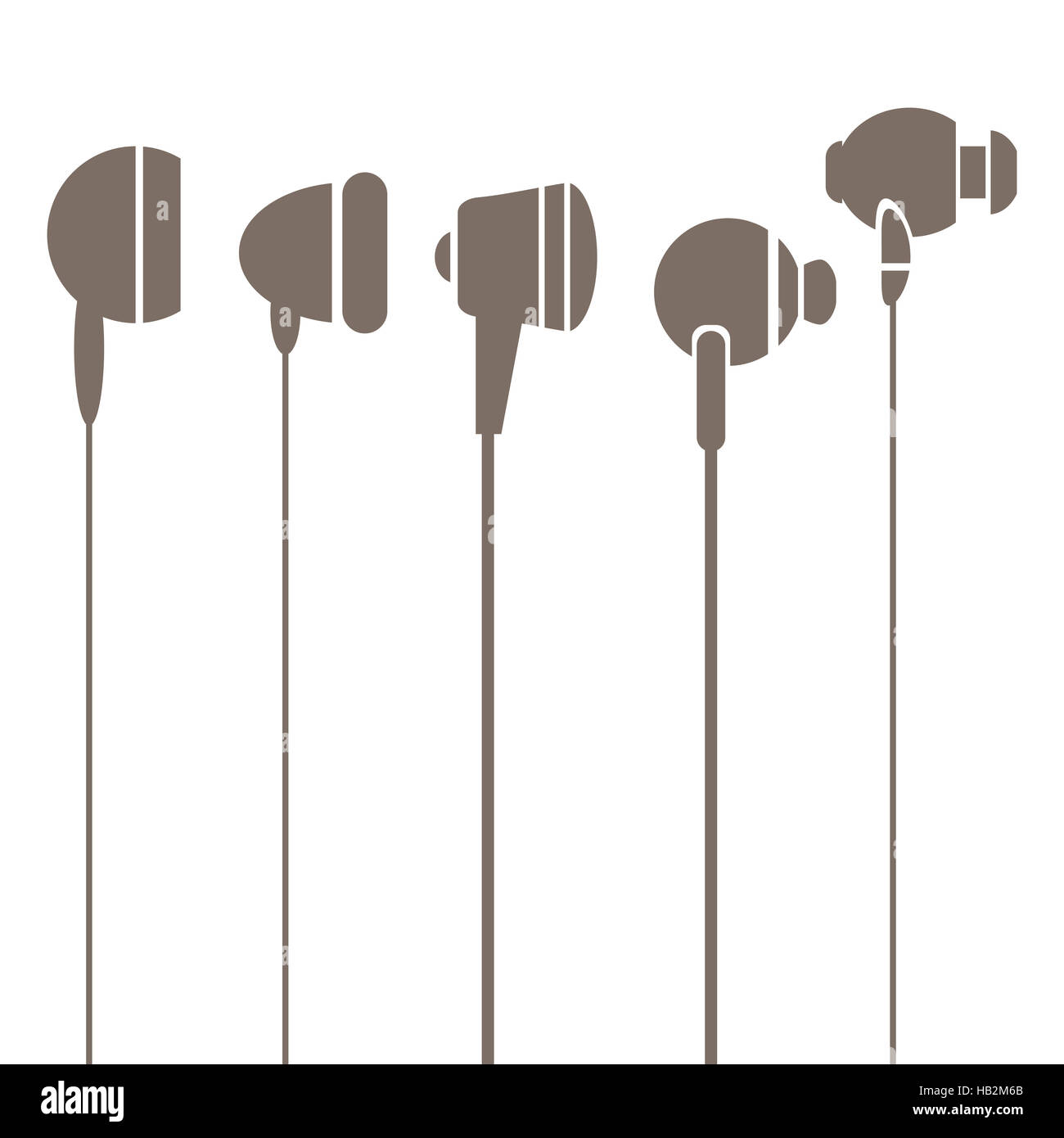 Ohrhörer-Silhouetten-Symbole Stockfoto