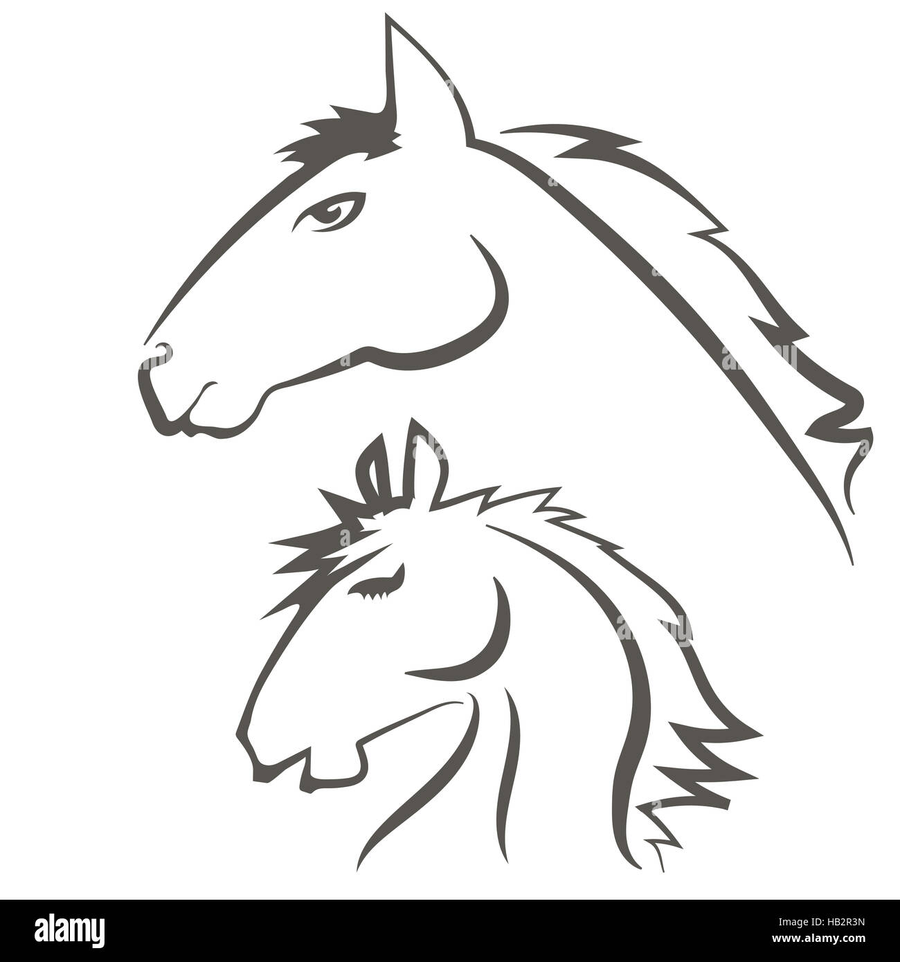 Pferde Icons Isolated on White Background Stockfoto