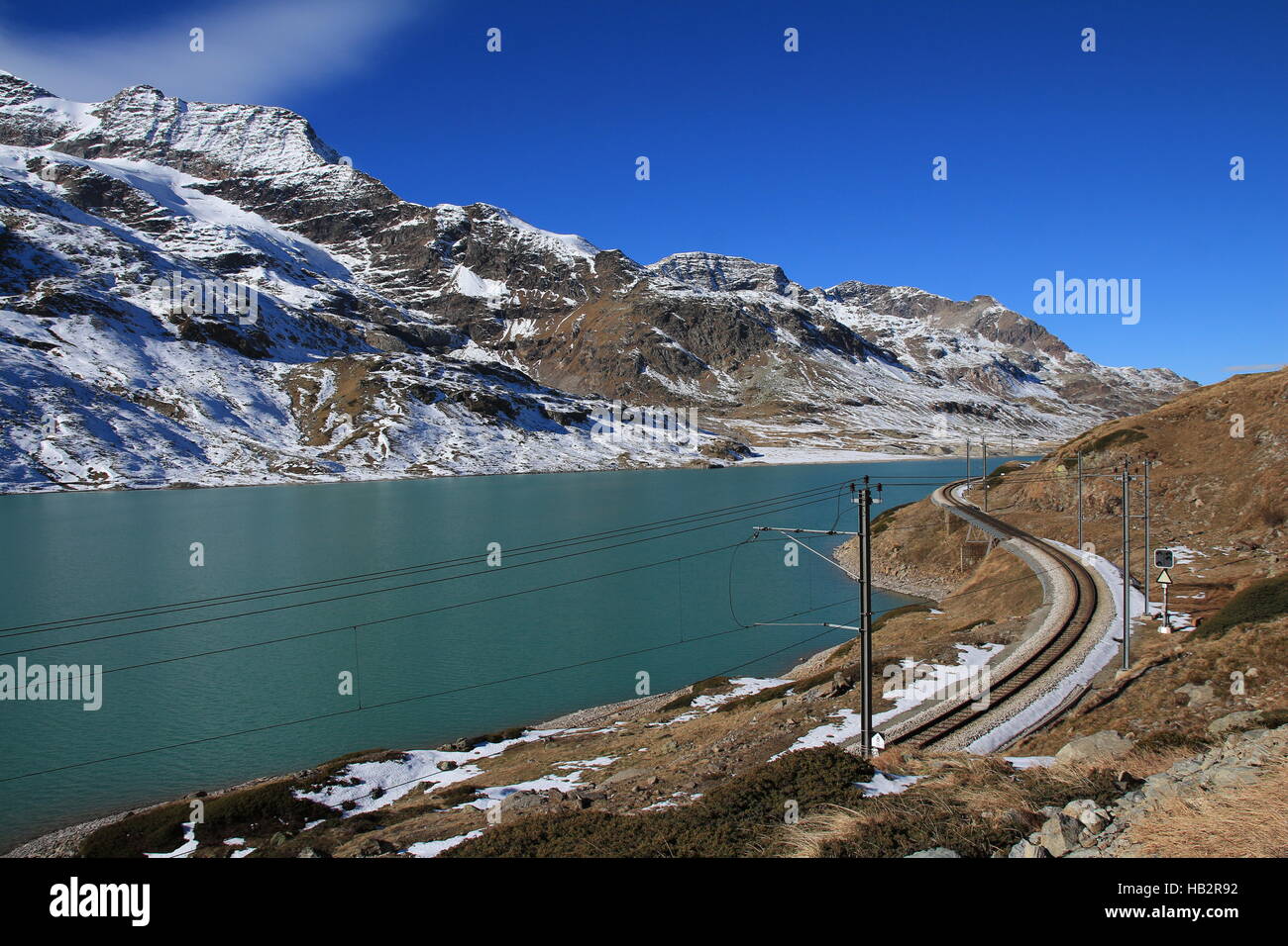 Türkisblauen Lac Blanc, Bernina-Pass Stockfoto