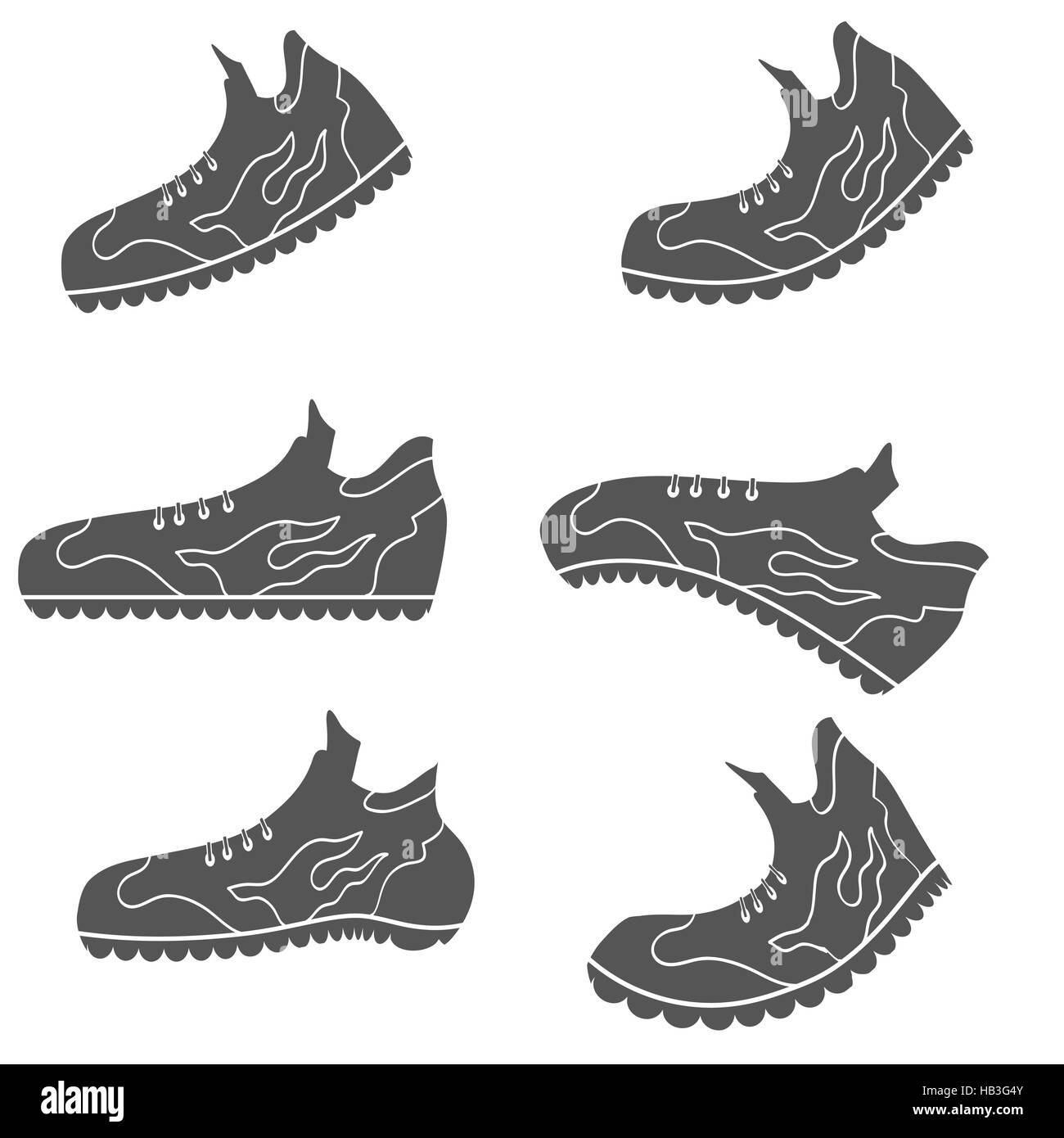 Reihe von grauen Sport Schuh Icons Stockfoto