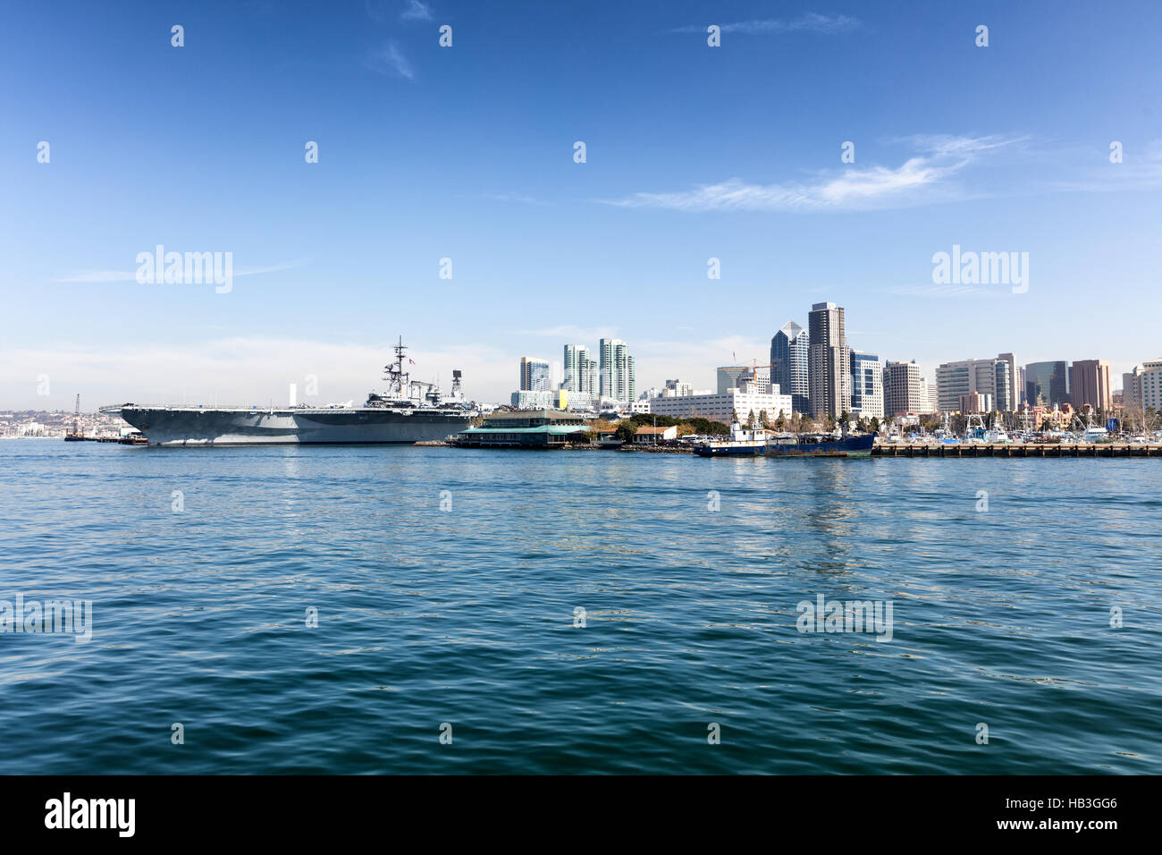 Skyline von San Diego aus dem Ozean Stockfoto