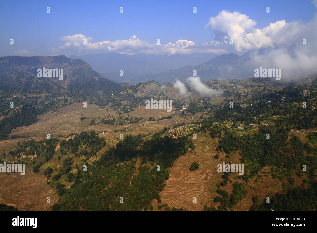 Über den Wolken in der nepalesischen Stadt Nagarkot Stockfoto