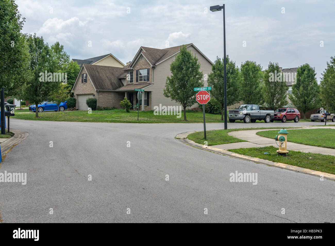 Nachbarschaft Straßen im Vorort Midwest America Stockfoto