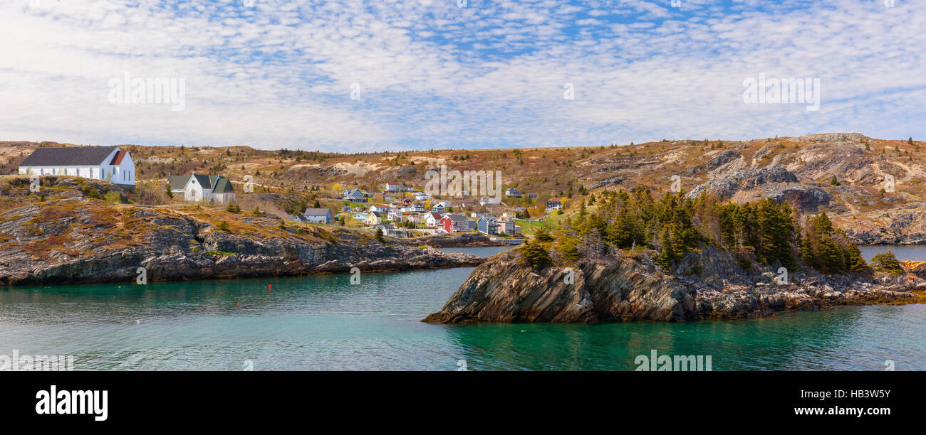 Ein Panorama-Bild der Stadt von Brigus und Mollys Insel. Brigus, Neufundland, Kanada. Stockfoto