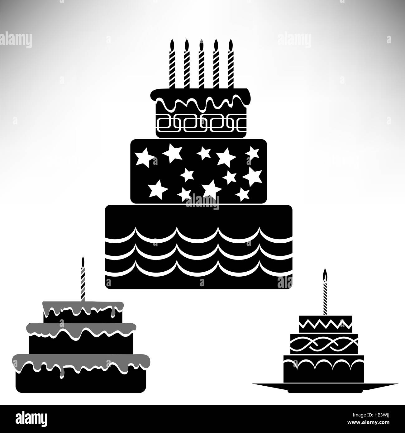 Satz von Silhouetten Kuchen Stockfoto