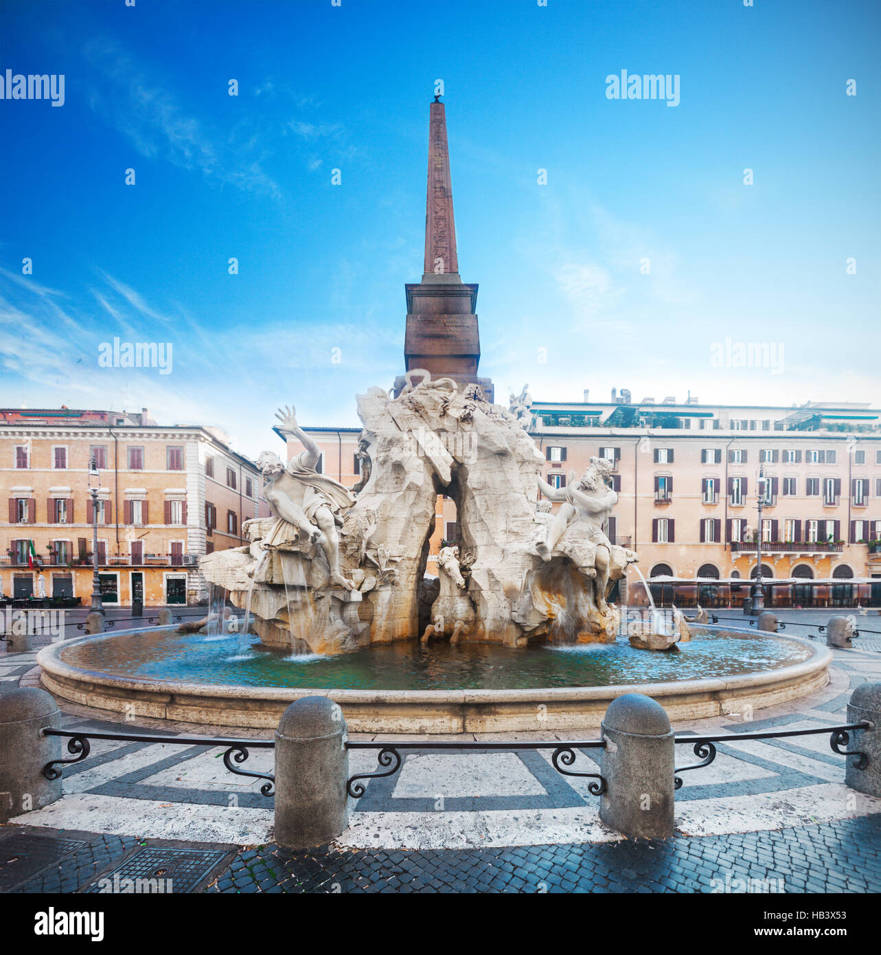 Brunnen der vier Flüsse. Piazza Navona Stockfoto