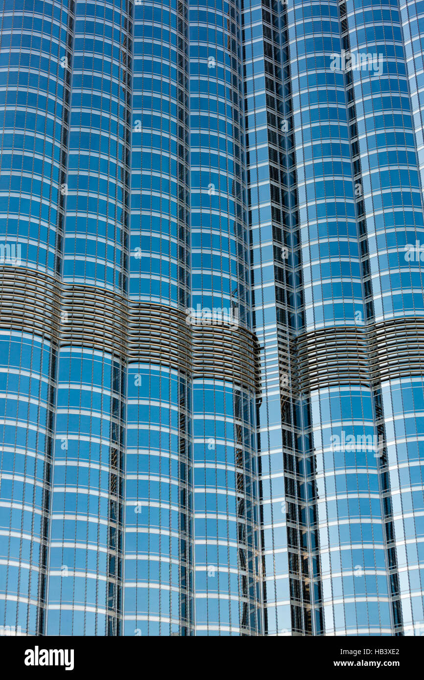 Fassade des Burj Khalifa in Dubai, weltweit höchste Gebäude Stockfoto