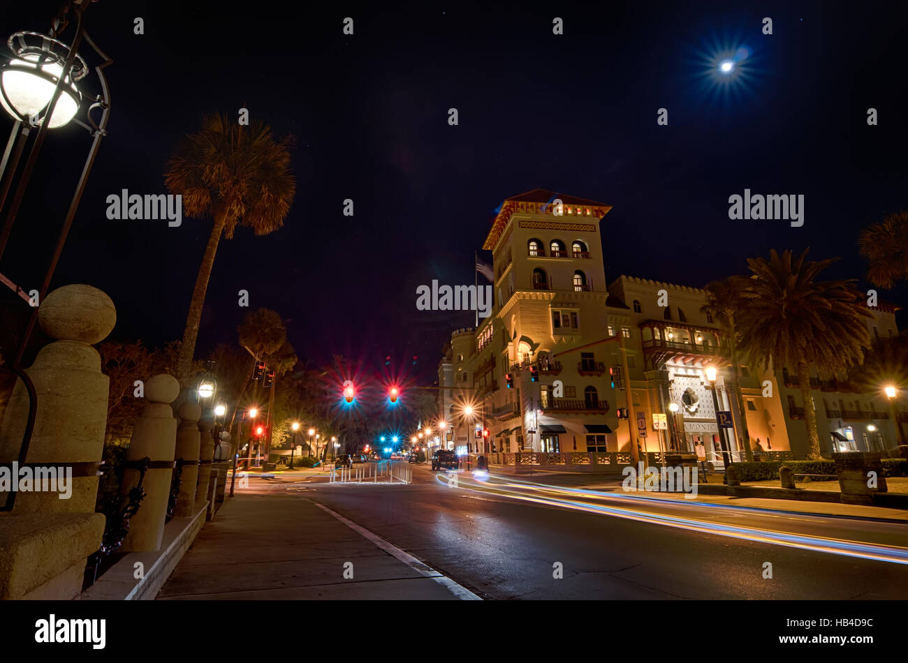 St Augustine Stadt Straßenszenen nächtens Stockfoto