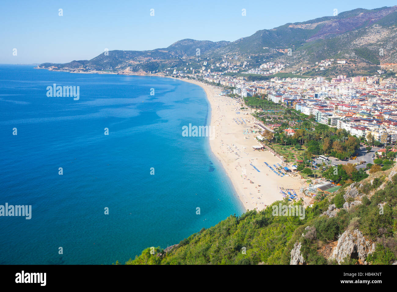 Kleopatra-Strand und Stadt Stockfoto