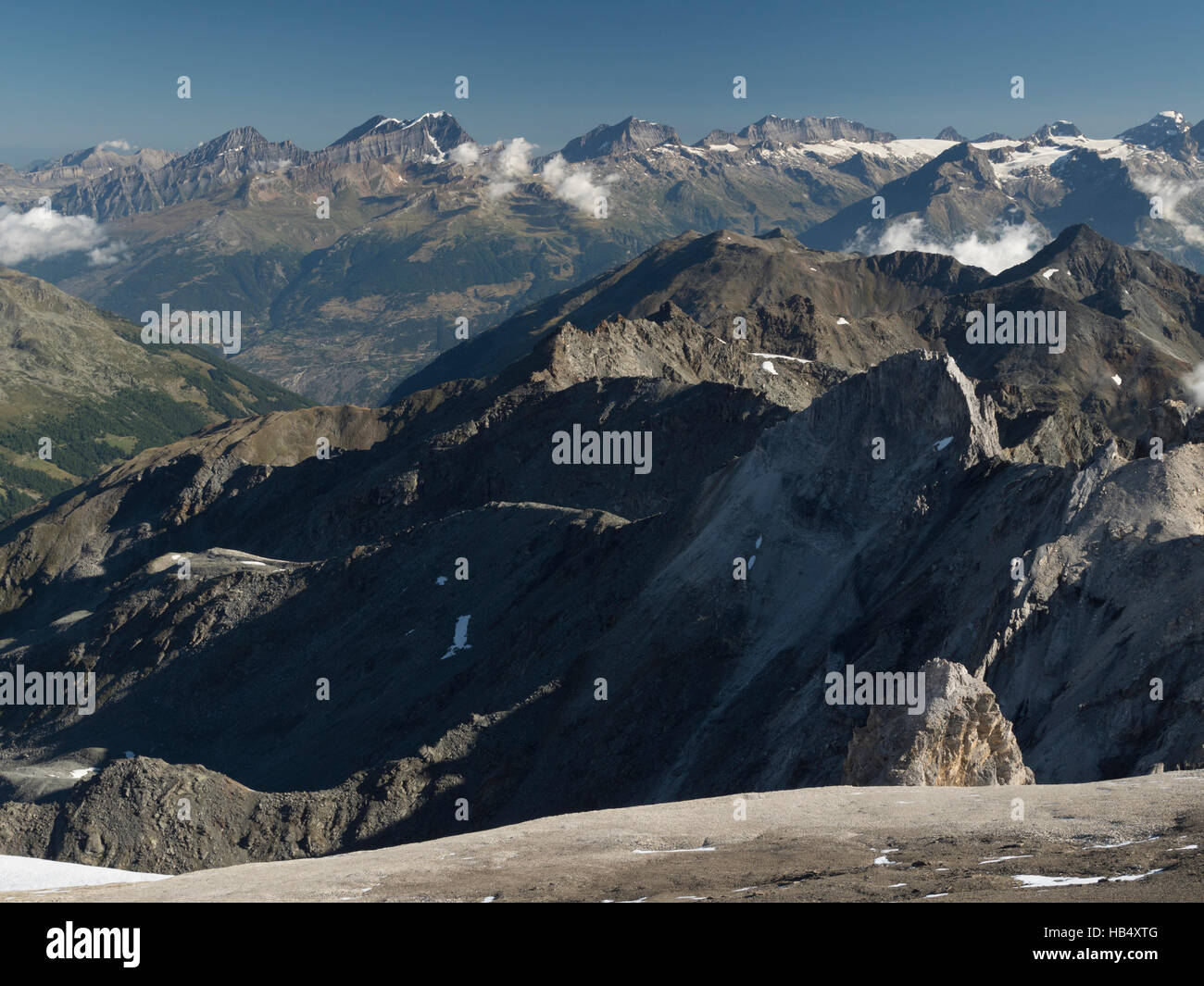 Blick auf die Berner Alpen von der Üssers Barrhorns, Schweiz Stockfoto