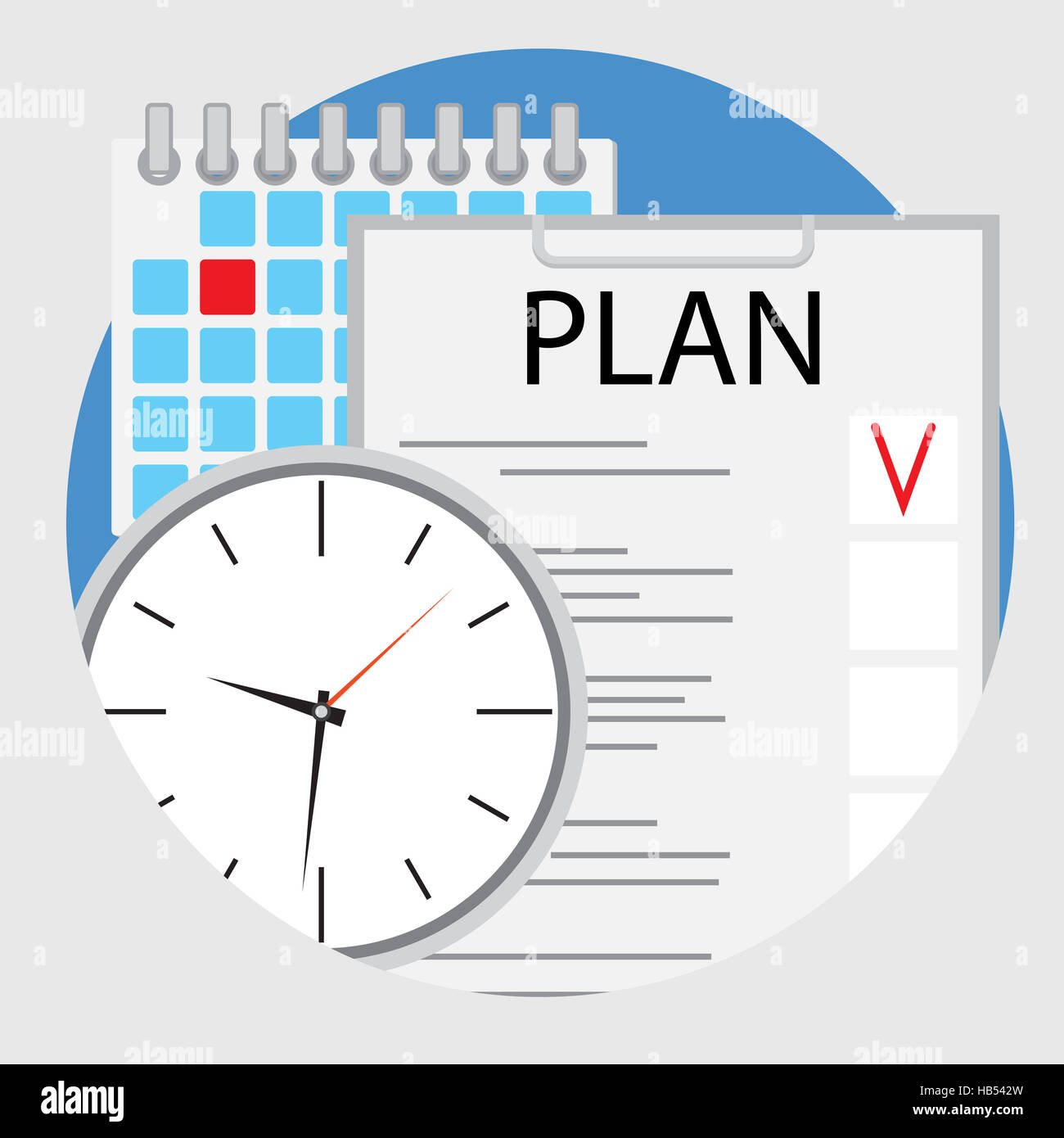 Planung und Organisation der Zeit flach Symbol Vektor. Flugzeug und Strategie, Prozess-Planung, Darstellung der strategischen Planung Stockfoto