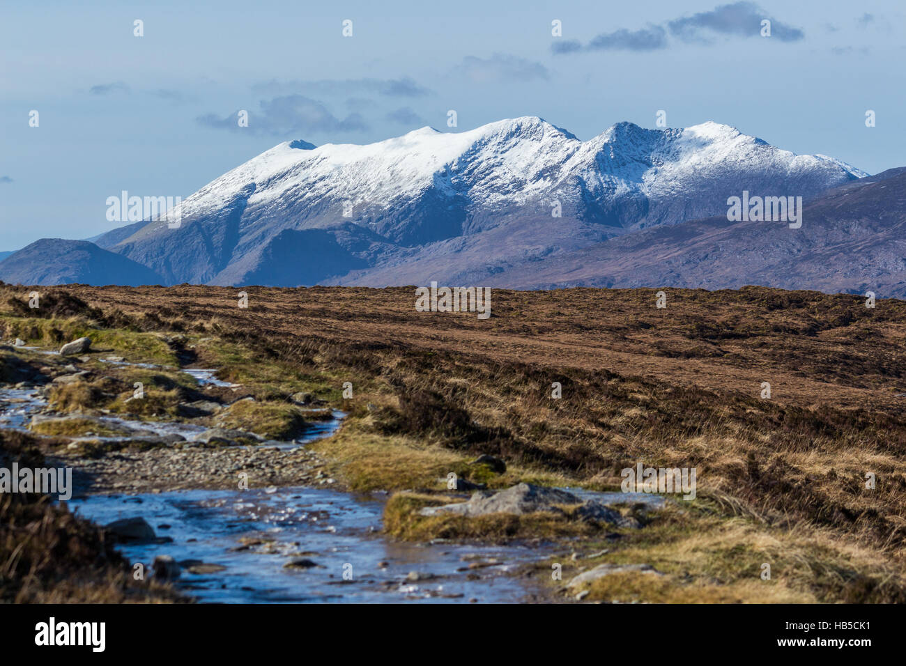 MacGillycuddy Reeks betrachtet von Mangerton Berg in der Nähe von Killarney, County Kerry, Irland. Stockfoto