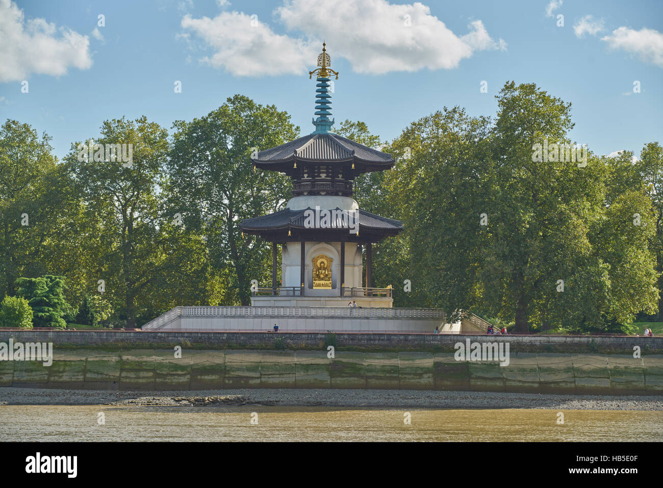 Friedenspagode, Battersea Park. Buddhistisch Tempel. Stockfoto