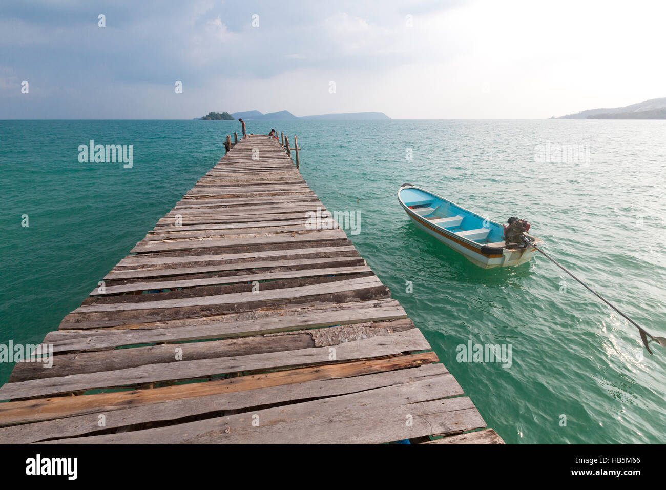 Hölzerne Pier auf Koh Rong Island, Kambodscha, Süd-Ost Asien Stockfoto