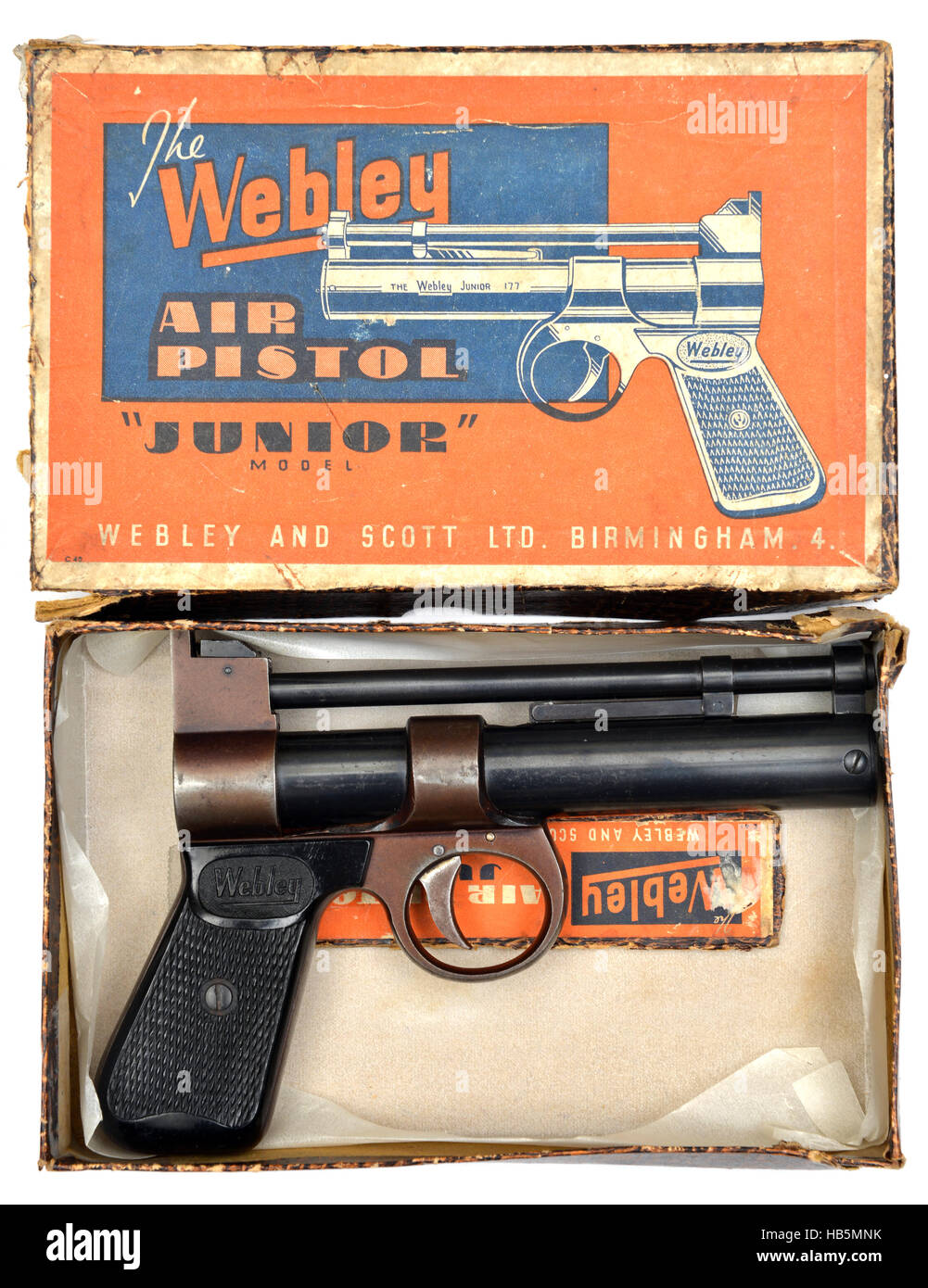 Webley "Junior" Luftpistole in Originalverpackung Stockfoto