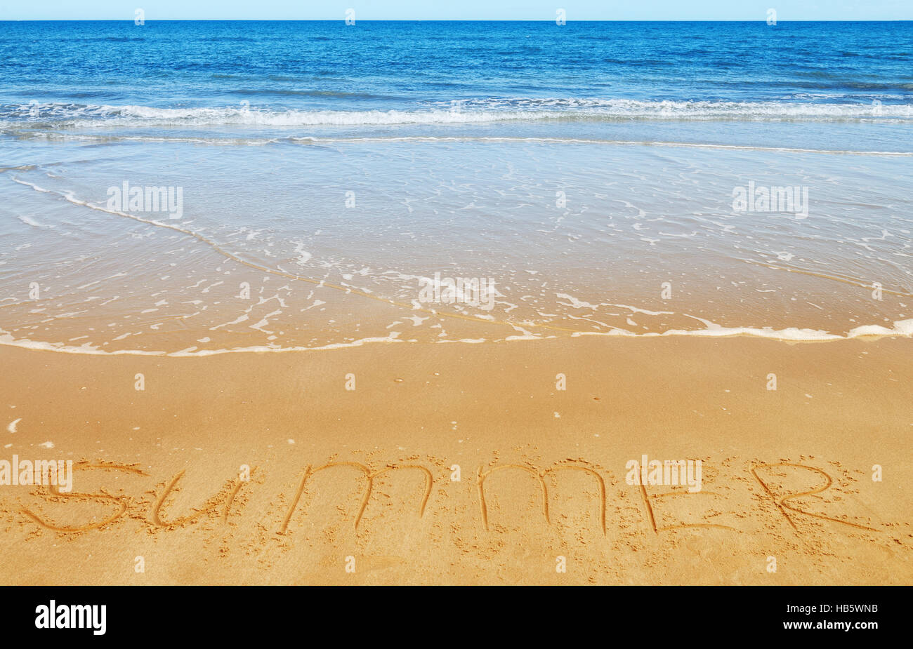 Sommer-Meldung auf dem sand Stockfoto