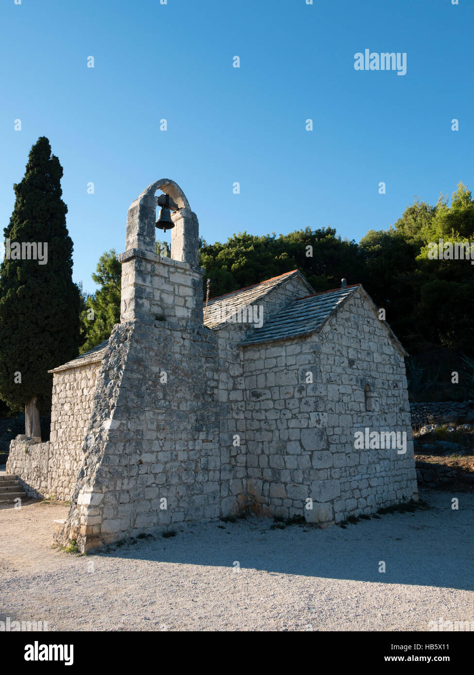 Die Kapelle des Heiligen Nikolaus, Marjan forest Park, Split, Dalmatien, Kroatien. Stockfoto