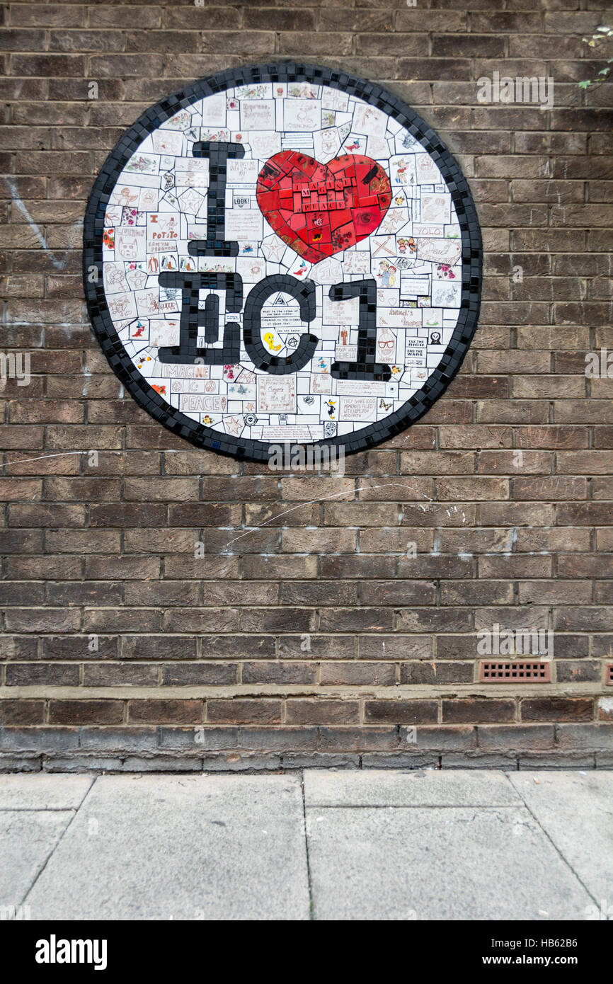 Ich liebe Ec1 Graffiti in London EC1 Post-Bezirk Stockfoto