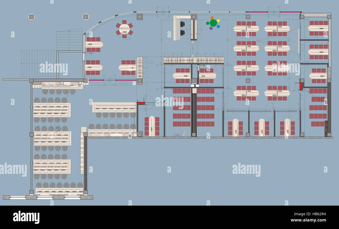 Großes Büro planen Stockfoto