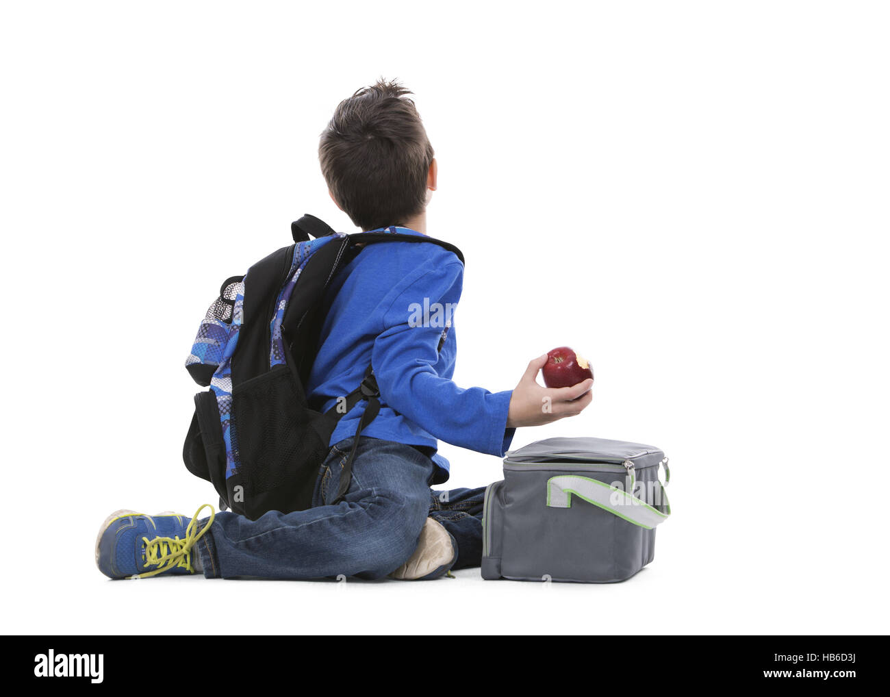 jungen tragen Rucksack Stockfoto