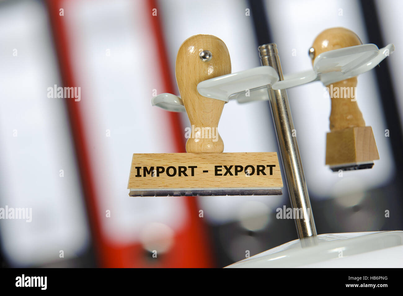 Stempel gedruckt mit Import - export Stockfoto