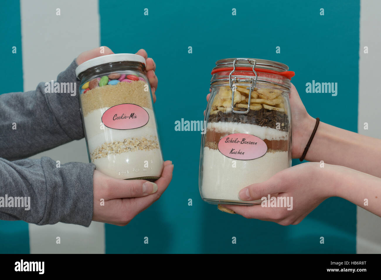 speicherbare Trockenmischung für Kuchen Stockfoto