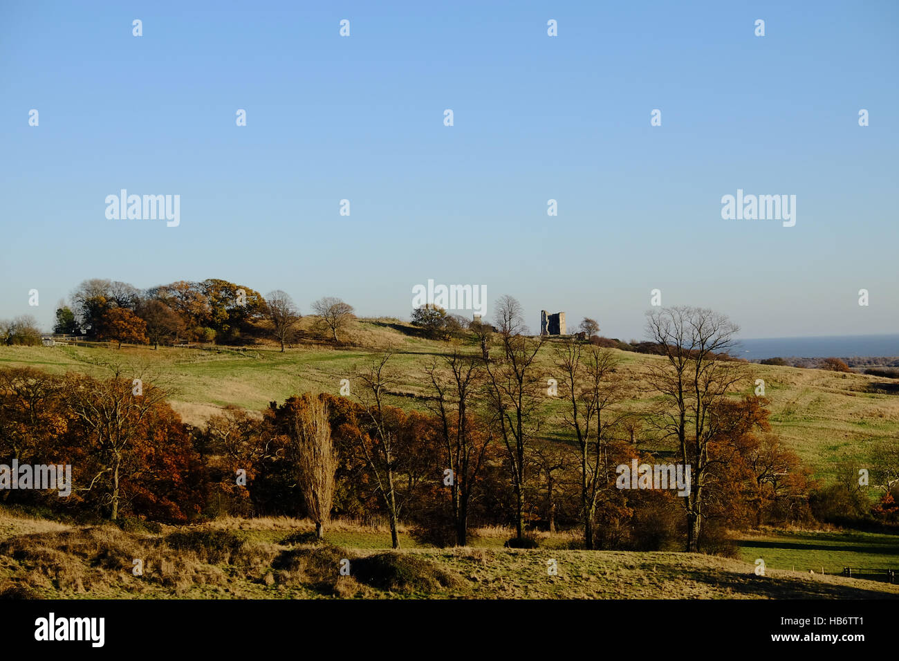 Hadleigh Olympische Bike-Park, mit Blick auf Hadleigh Castle Stockfoto