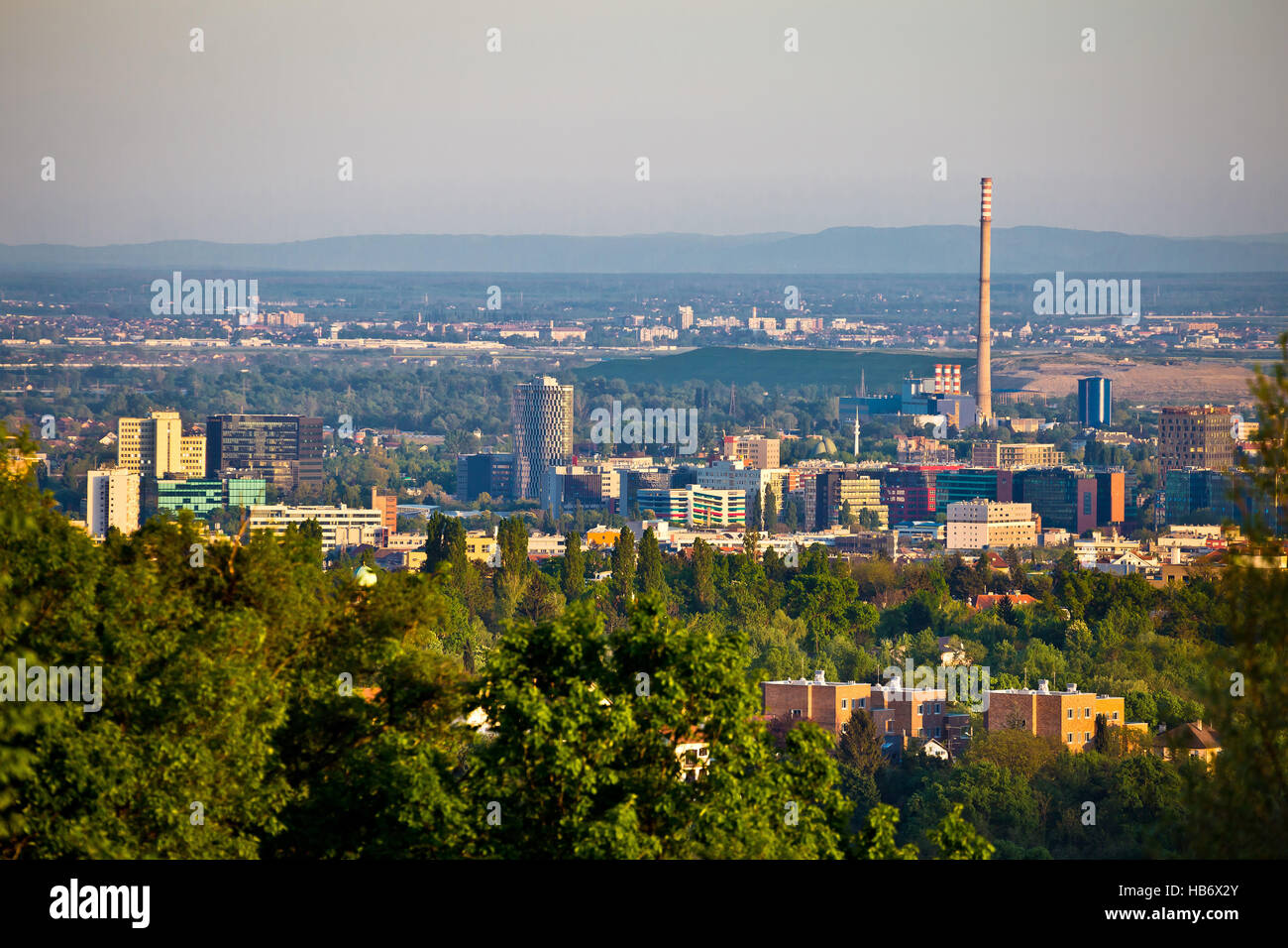 Zagreb Geschäft Bezirk Panoramablick Stockfoto