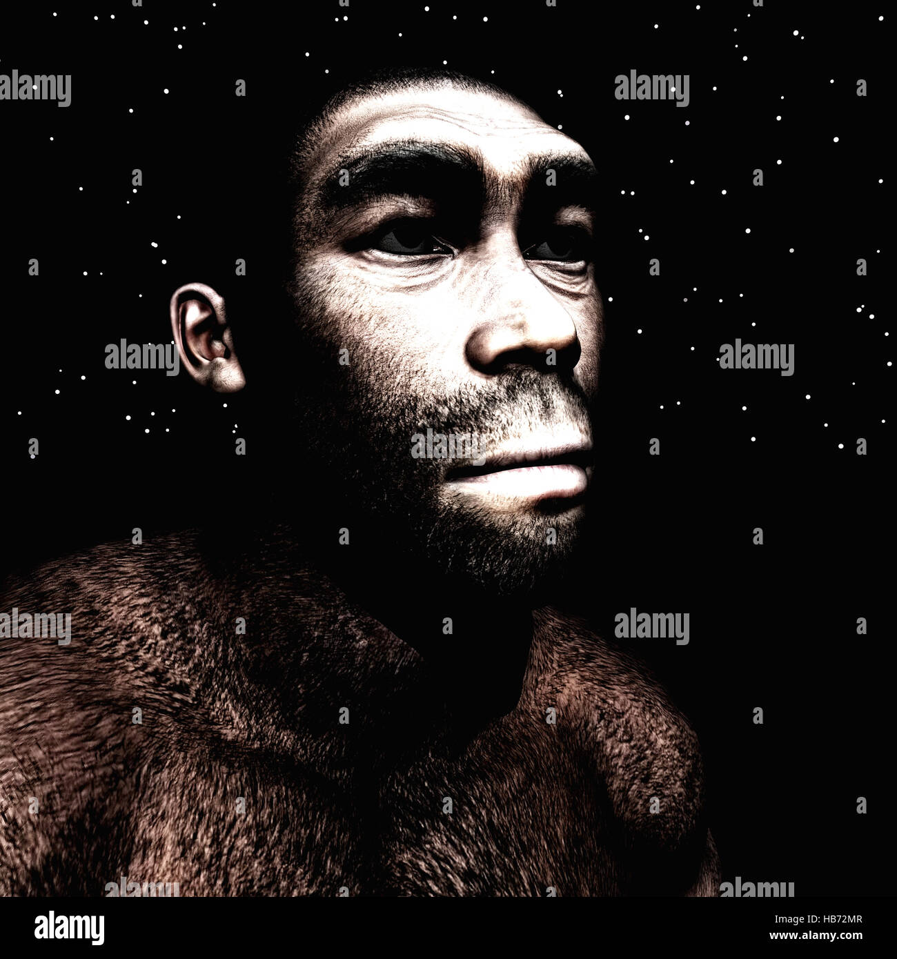 3D Abbildung eines Homo erectus Stockfoto
