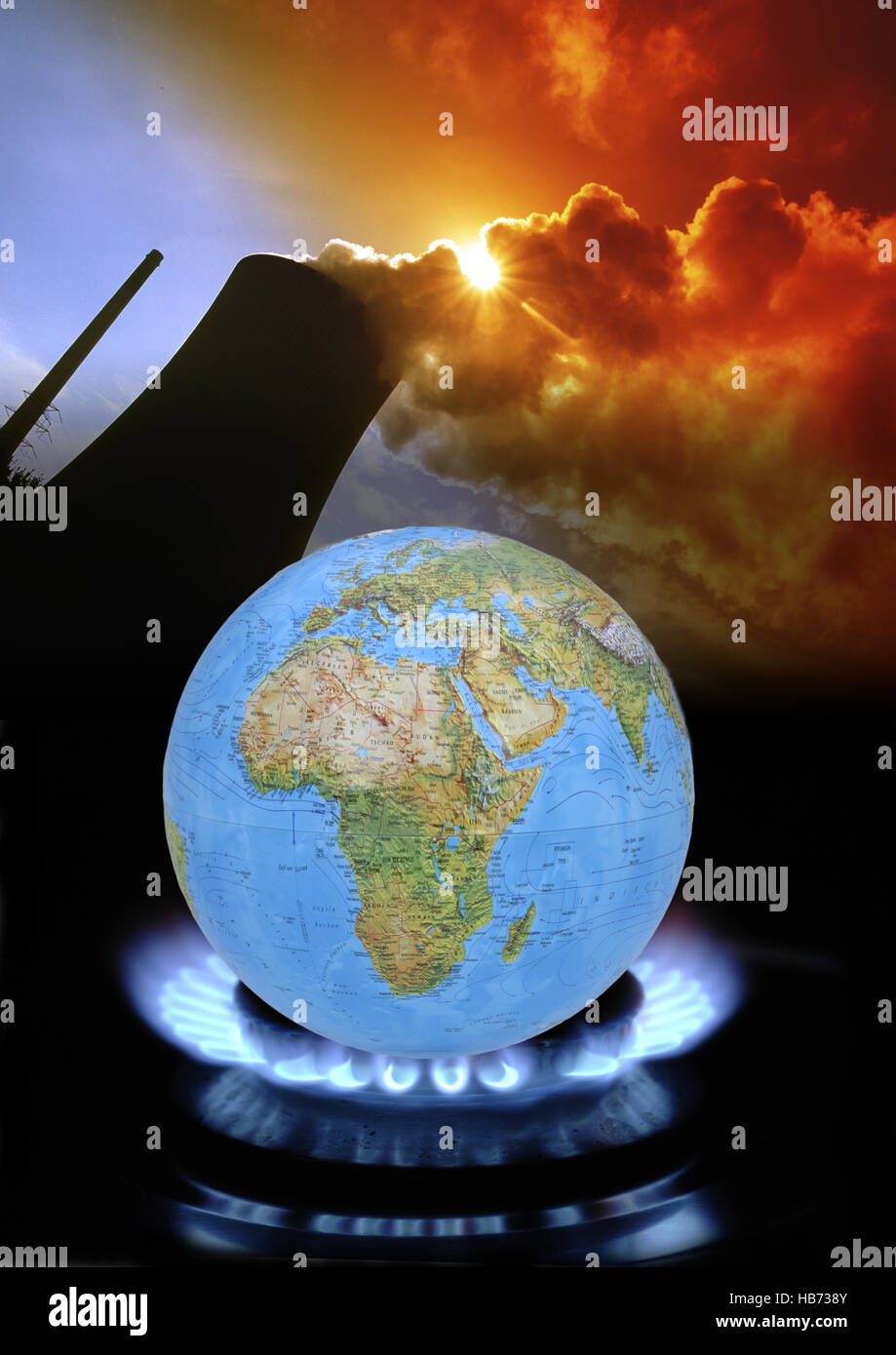 Heizung der Welt Clima mit Energie Stockfoto