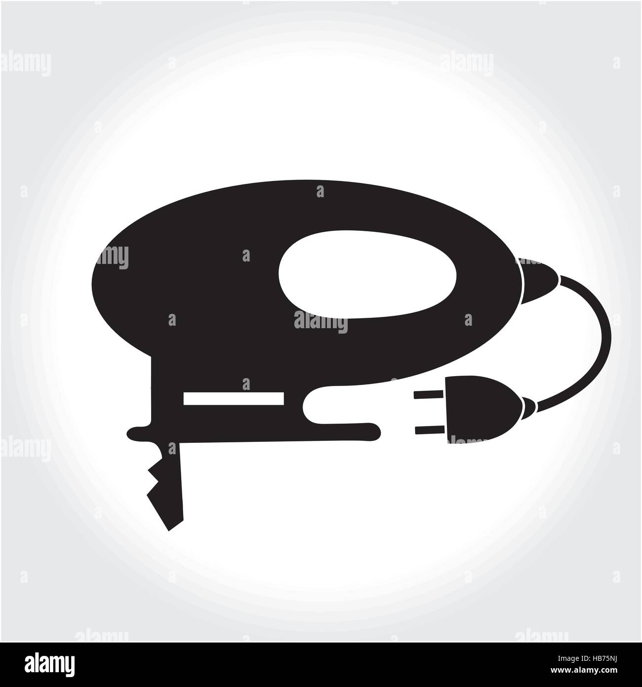 Laubsäge Werkzeug-Symbol, schwarze Silhouette. Element Logo Stichsäge isoliert auf weißem Hintergrund. Vektor-illustration Stock Vektor