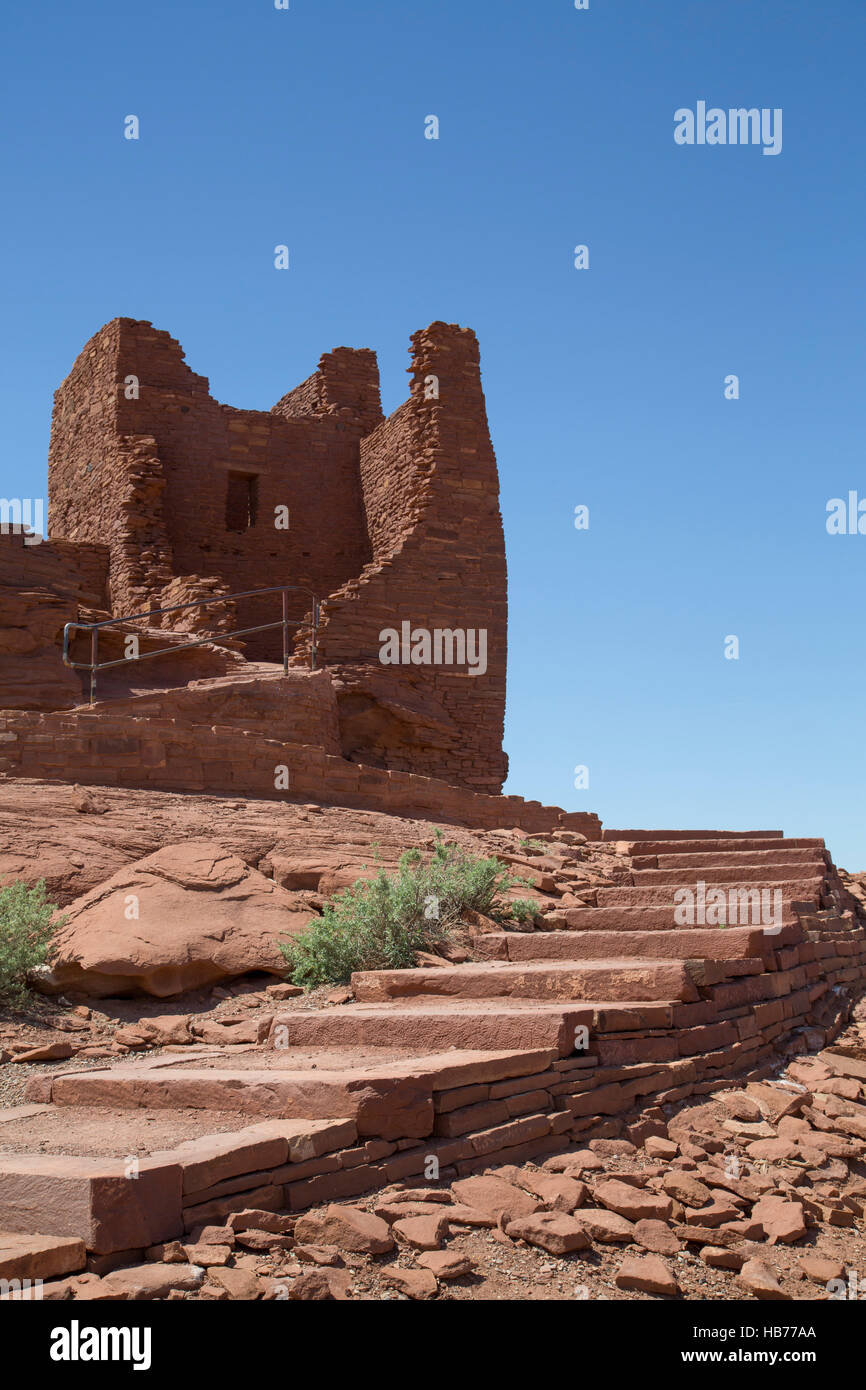 Wukoki Pueblo, bewohnte von ca. 1.100 N.Chr. bis 1.250 N.Chr, Wupatki National Monument, Arizona, USA Stockfoto