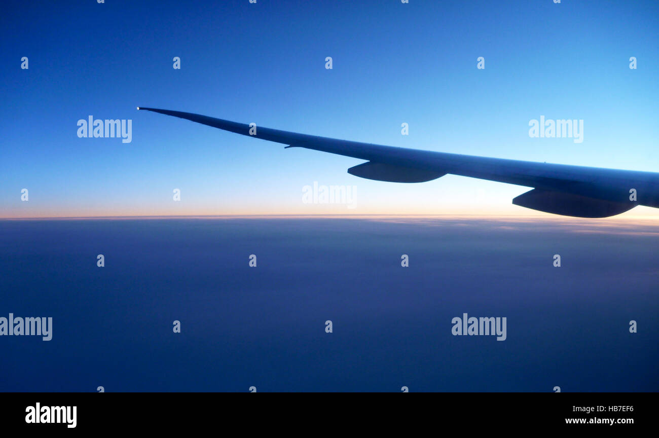 Eine ungewöhnliche Sonnenuntergang gesehen, Blick nach Süden, von einem Flugzeug vom Flughafen Heathrow nach Chicago fliegen Stockfoto