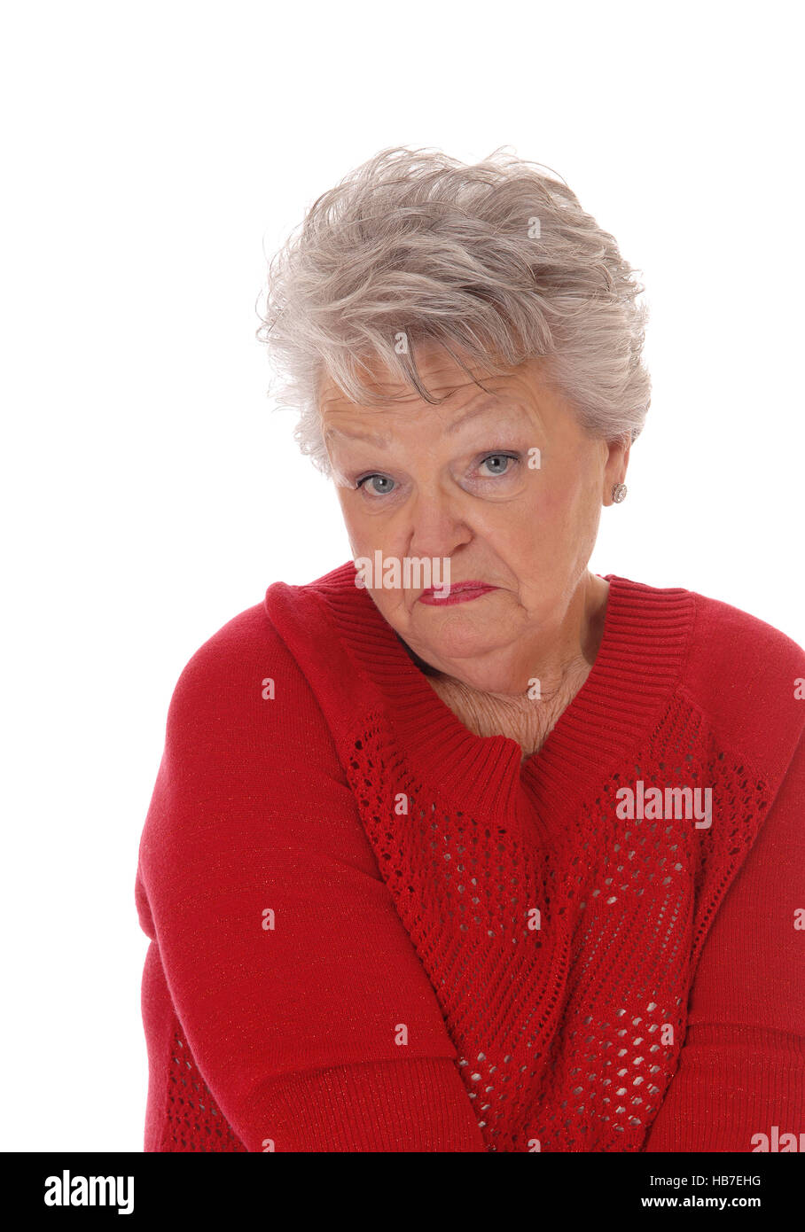 Überrascht, erschrocken senior Frau. Stockfoto