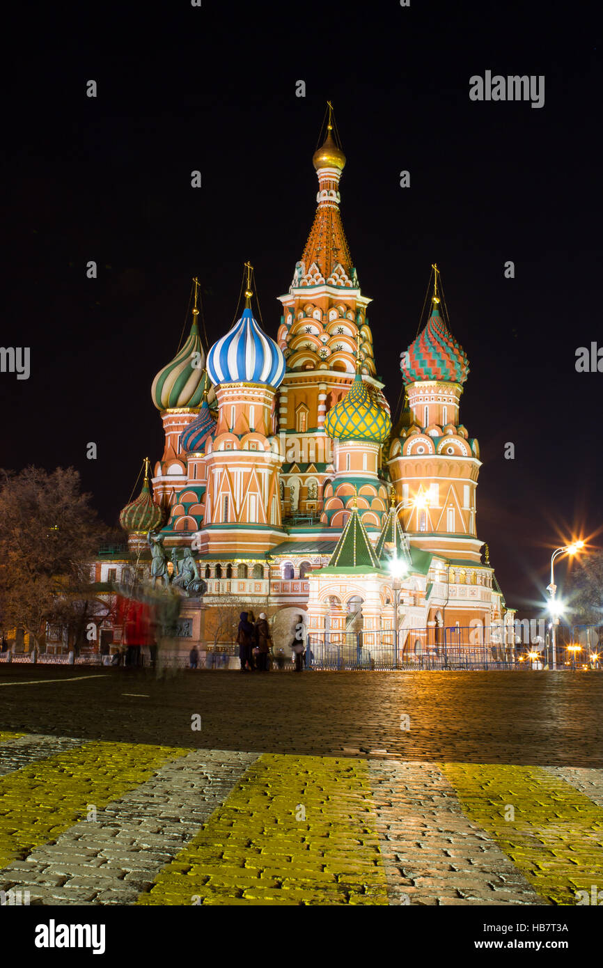 Basilius Kathedrale in der Nacht Stockfoto