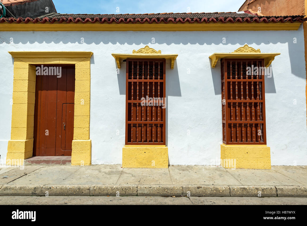 Weißen Kolonialarchitektur in der kolonialen Altstadt von Cartagena, Kolumbien Stockfoto