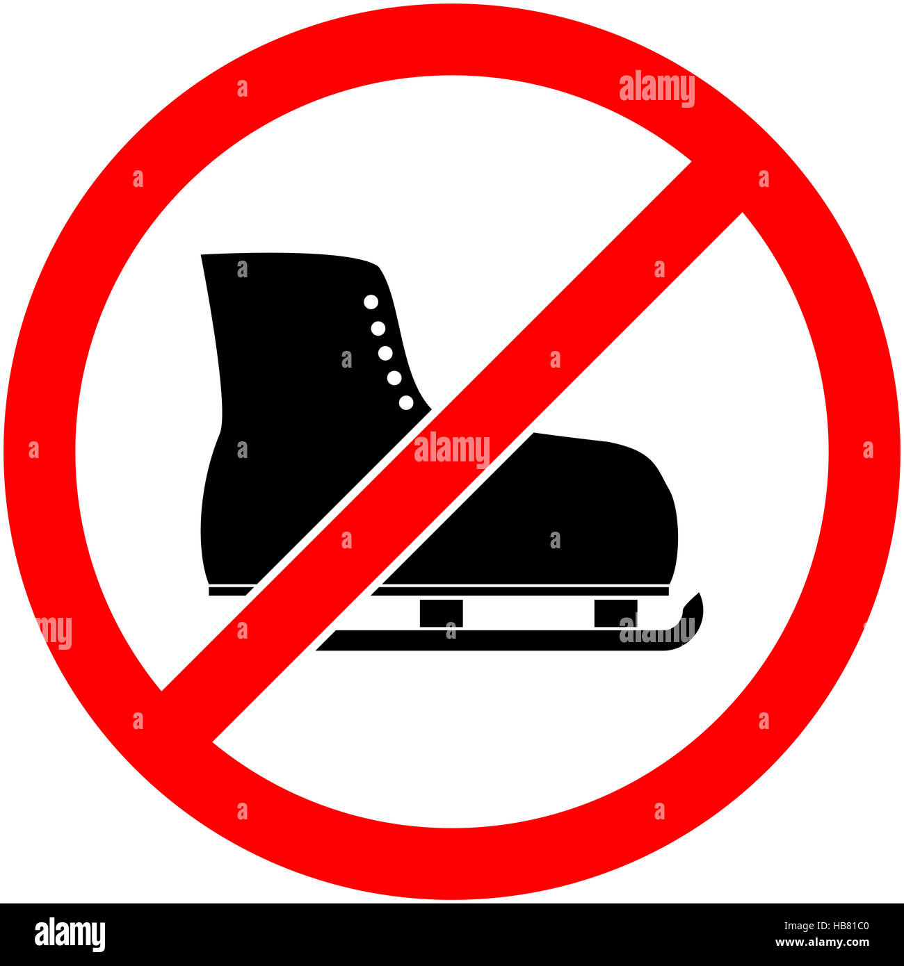 Keine Schlittschuhe, Schlittschuh verbotene Symbol. Stockfoto