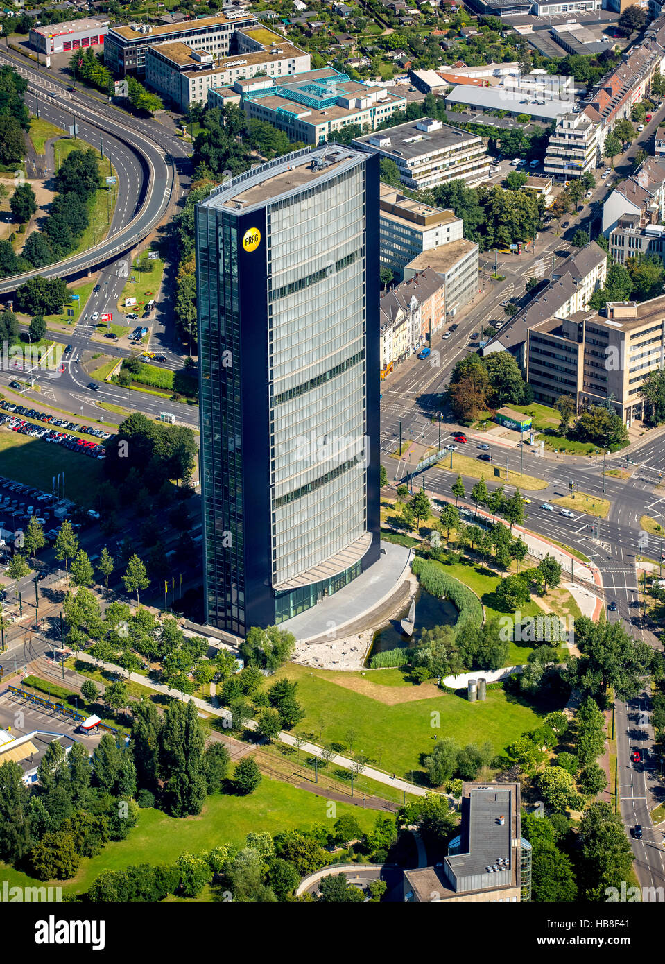 Luftaufnahme, ARAG Tower, Mörsenbroich, Düsseldorf, Rheinland, Nordrhein-Westfalen, Deutschland Stockfoto