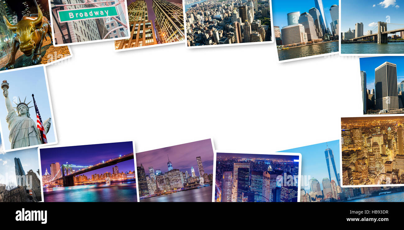 New York Fotos in Rahmen angeordnet Stockfoto