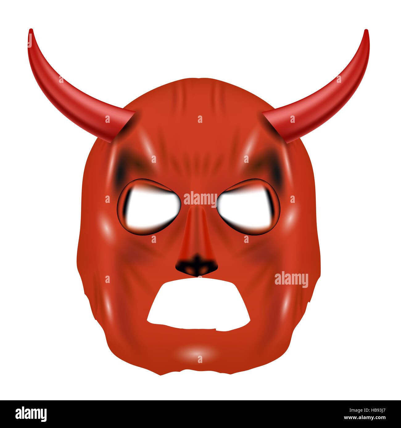 Roten Horn Maske, Isolated on White Stockfoto