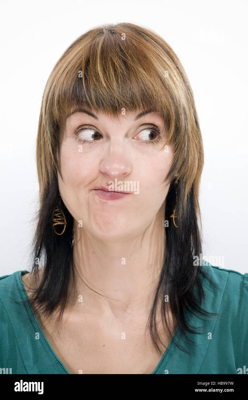 Skeptischer Blick auf die Seite Stockfoto