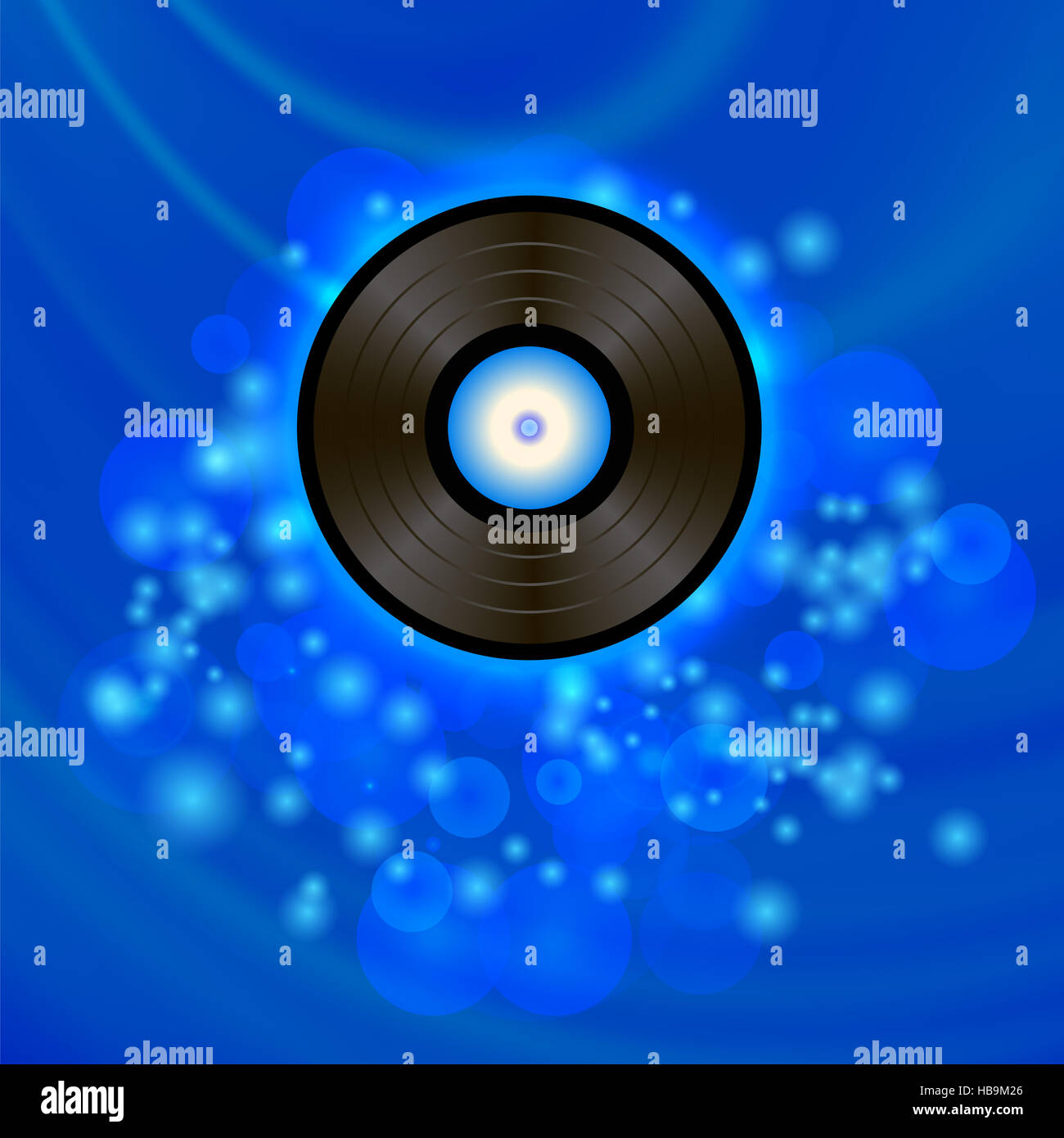 Retro Vinyl Disc auf blauem Hintergrund Stockfoto