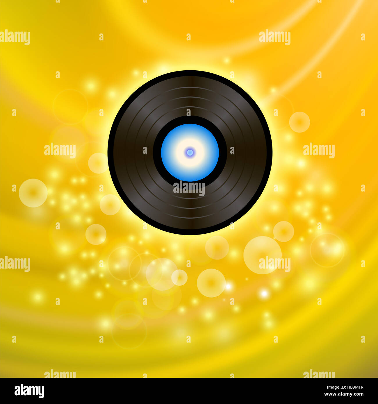 Retro Vinyl Disc auf gelbem Hintergrund Stockfoto