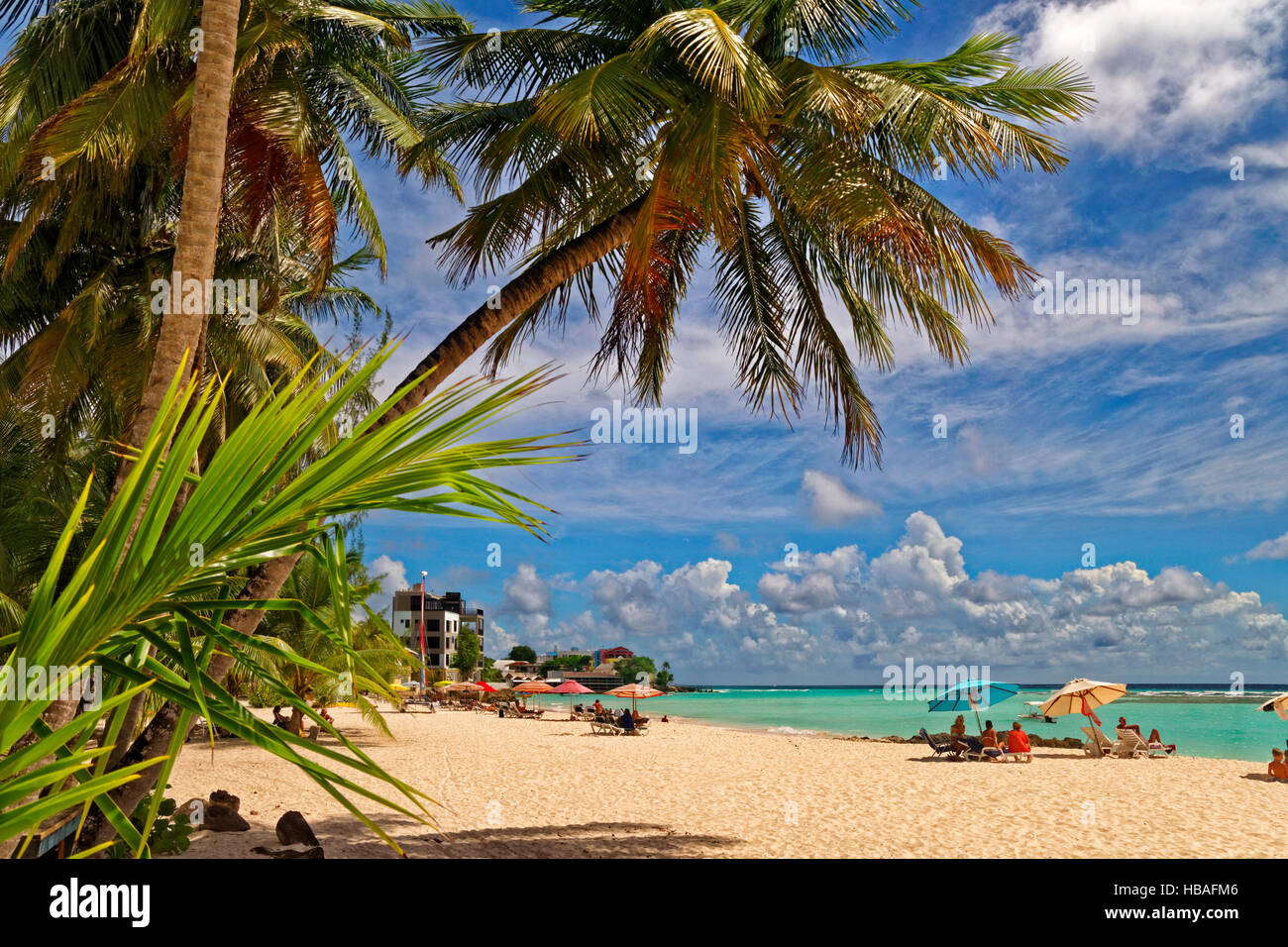 Worthing Strand in Worthing, zwischen St. Lawrence Gap und Bridgetown, Südküste, Barbados, Caribbean. Stockfoto