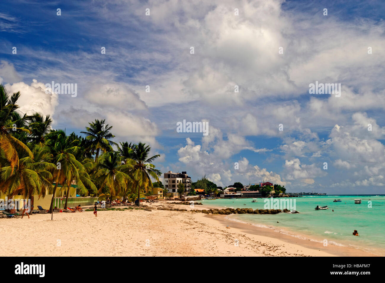 Worthing Strand in Worthing, zwischen St. Lawrence Gap und Bridgetown, Südküste, Barbados, Caribbean. Stockfoto