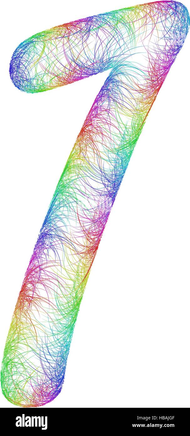 Regenbogen-Skizze-Schriftdesign - Nummer 1 Stock Vektor