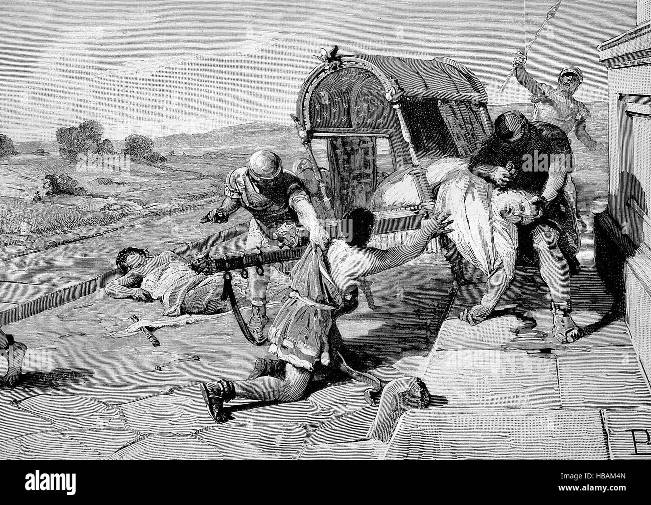Marcus Tullius Cicero getötet durch die Soldaten von Mark Antony, historische Darstellung aus dem Jahr 1880 Stockfoto