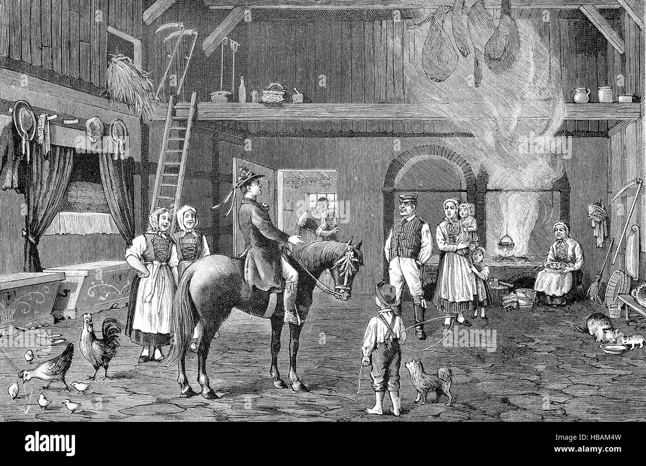 Hochzeit Bräuche, Hochzeitsbitter, Auch Hochzeitslader, Hochzeit Loafer, Pommern, historische Darstellung aus dem Jahr 1880 Stockfoto