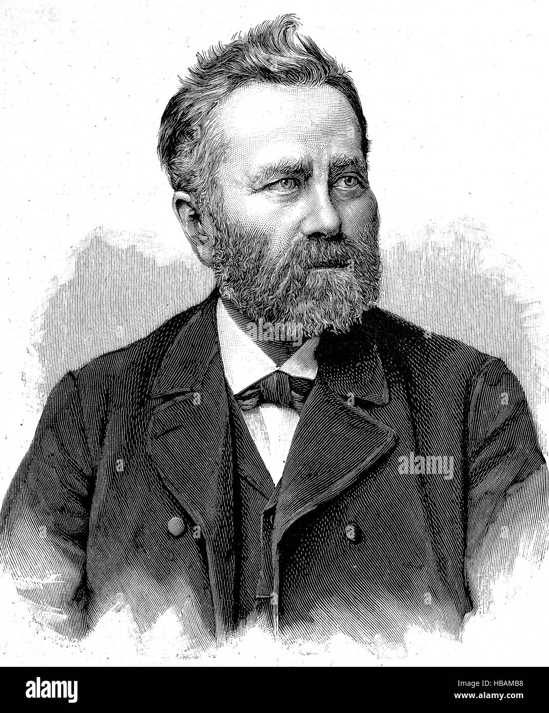 August Beyer, 30. April 1834 i-18. April 1899 in Ulm, war ein neogothische Baumeister, Muensterbaumeister, historische Darstellung aus dem Jahr 1880 Stockfoto