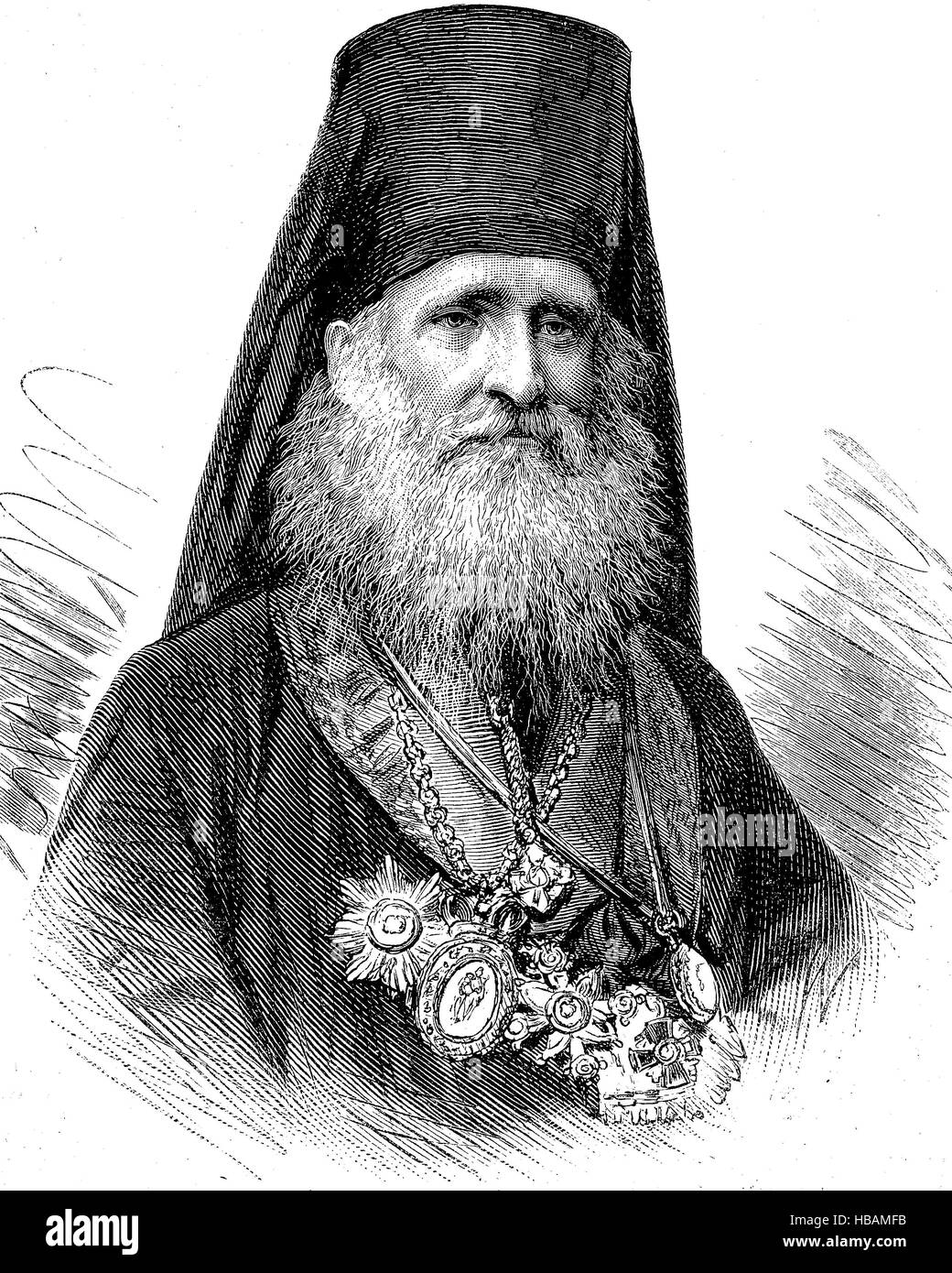Michail, Metropolit von Serbien, geboren 1830, historische Darstellung aus dem Jahr 1880 Stockfoto